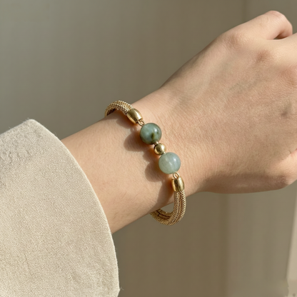 Elegant Green Bead Gold Bracelet