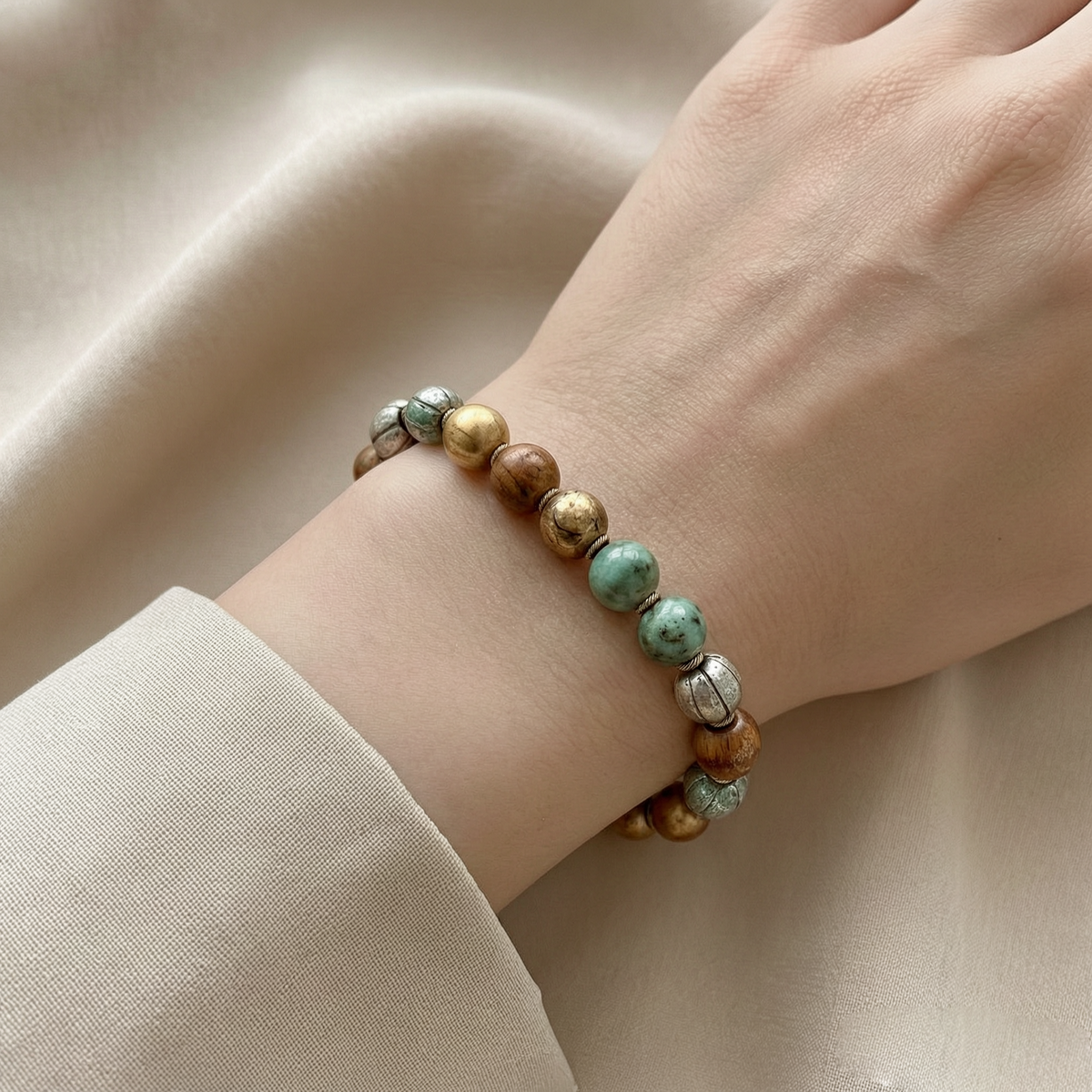 Vintage Mixed Bead Stretch Bracelet