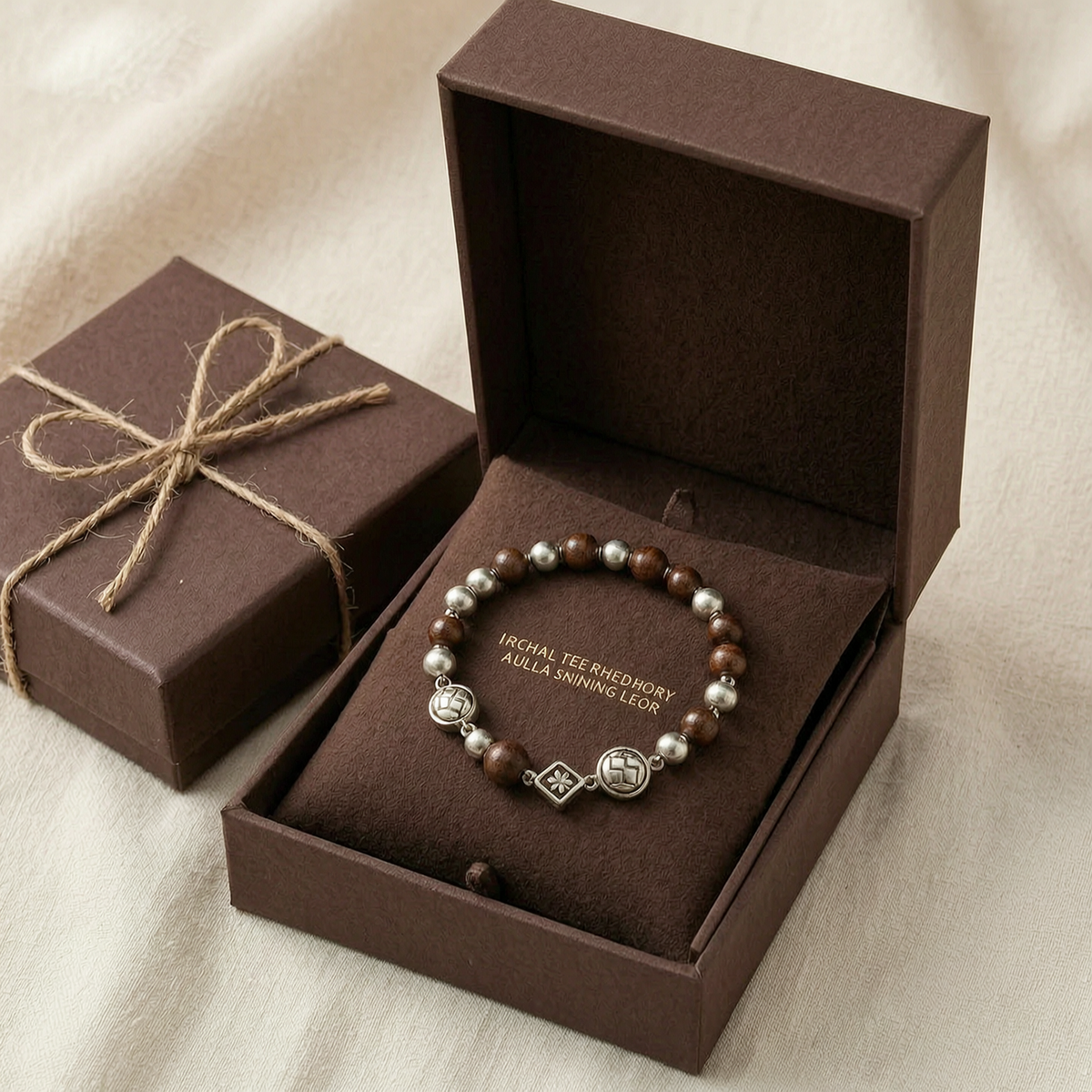 Vintage Wooden Bead Charm Bracelet