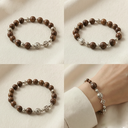 Vintage Wooden Bead Charm Bracelet